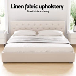 King Package | Dorilla Gas Lift Storage Bed Frame Beige & Bonita Pillow Top Mattress (Medium Firm) -Home Luxe Store BFRAME G GAS VILA K BG ABC 217197 04 f58ddadc 3a04 4e4b 86c9 302b2f47d4c2