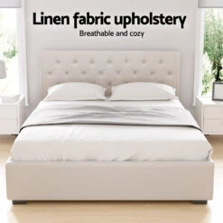 Dorilla Gas Lift Storage Queen Bed Frame - Beige -Home Luxe Store BFRAME G GAS VILA Q BG ABC 217183 04