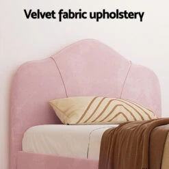 Velvet King Single Bed Frame Pink -Home Luxe Store BFRAME G OLAN KS PK ABC 156239 03