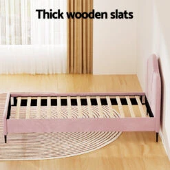 Velvet King Single Bed Frame Pink -Home Luxe Store BFRAME G OLAN KS PK ABC 156239 04