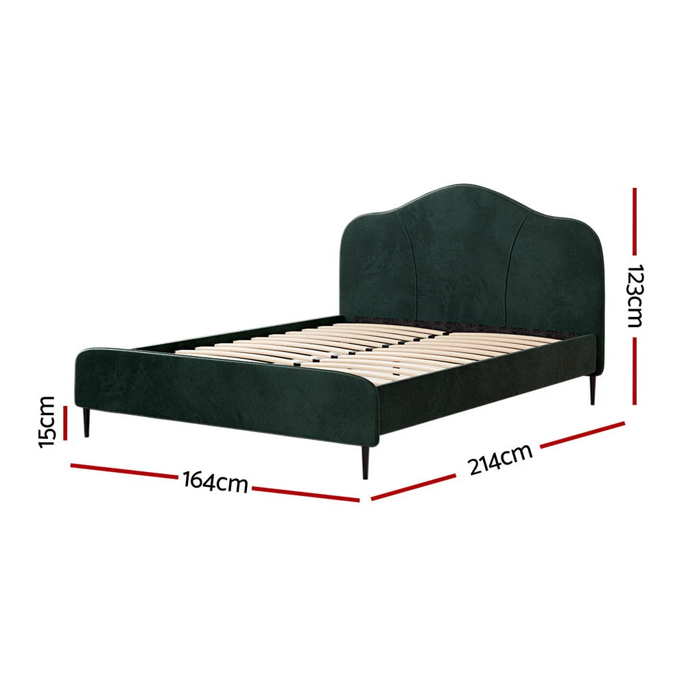 Daintree Queen Velvet Bed Frame - Dark Green 2 Daintree Queen Velvet Bed Frame - Dark Green - Image 2