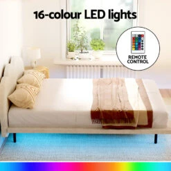 Sasa Queen LED Bed Frame Boucle Beige -Home Luxe Store BFRAME G SASA Q BG AB 160044 05