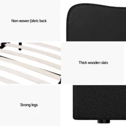 Albany Bouclé King Single Bed Frame - Black -Home Luxe Store BFRAME H DARA KS BK ABC 217186 04