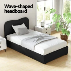 Albany Bouclé King Single Bed Frame - Black -Home Luxe Store BFRAME H DARA KS BK ABC 217186 05