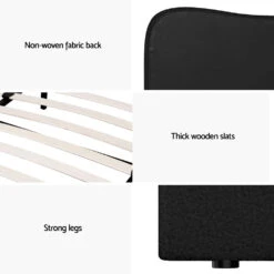 Albany Bouclé Queen Bed Frame - Black -Home Luxe Store BFRAME H DARA Q BK ABC 217187 05