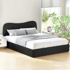 Albany Bouclé Queen Bed Frame - Black