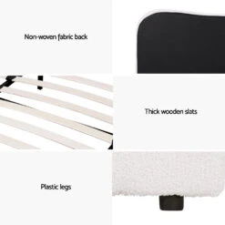 Albany Queen Boucle Bed Frame - Cream White -Home Luxe Store BFRAME H DARA Q WH ABC 190311 03