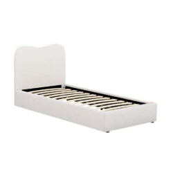 Albany Single Boucle Bed Frame - Cream White -Home Luxe Store BFRAME H DARA S WH AB 190313 00