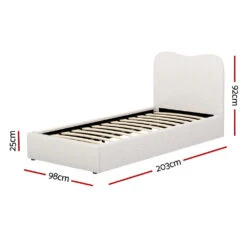 Single Premium Package | Albany Boucle Bed Frame Cream White, Alanya Euro Top Pocket Spring Mattress (Medium Firm) & Pillowtop Mattress Topper -Home Luxe Store BFRAME H DARA S WH AB 190313 01 1