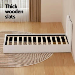 Single Premium Package | Albany Boucle Bed Frame Cream White, Alanya Euro Top Pocket Spring Mattress (Medium Firm) & Pillowtop Mattress Topper -Home Luxe Store BFRAME H DARA S WH AB 190313 05 1