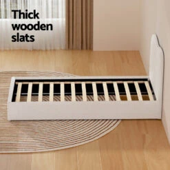 Albany Single Boucle Bed Frame - Cream White -Home Luxe Store BFRAME H DARA S WH AB 190313 05