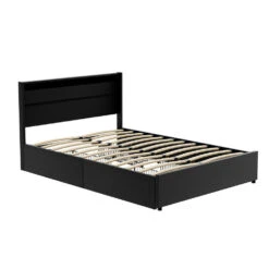 Dunelight LED Double Bed Frame With 4 Storage Drawers - Black -Home Luxe Store BFRAME H DUNN D BK ABC 203202 00