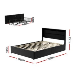 Double Package | Dunelight LED Bed Black & Bonita Pillow Top Mattress (Medium Firm) -Home Luxe Store BFRAME H DUNN D BK ABC 203202 01 2