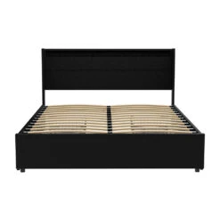 Dunelight LED Queen Bed Frame With 4 Storage Drawers - Black -Home Luxe Store BFRAME H DUNN Q BK ABC 203201 02