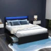 Dunelight LED Queen Bed Frame With 4 Storage Drawers - Black