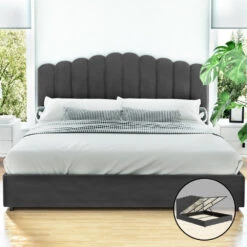 Fion King Velvet Storage Bed - Grey