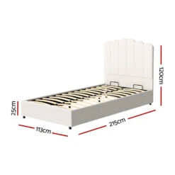 King Single Premium Package | Fion Boucle Gas Lift Bed Frame Cream White, Algarve Euro Top Pocket Spring Mattress (Medium Firm) & Pillowtop Mattress Topper -Home Luxe Store BFRAME H FION KS WH ABC 190317 01 1