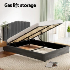 Fion Queen Velvet Storage Bed - Grey -Home Luxe Store BFRAME H FION Q GY ABC 223143 03