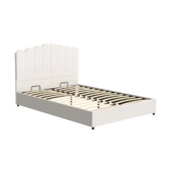 Fion Queen Boucle Storage Bed - Cream White -Home Luxe Store BFRAME H FION Q WH ABC 190315 00