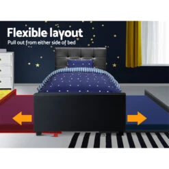 Eden King Single Trundle Bed Black -Home Luxe Store BFRAME H TRUN KS BK ABC 21637 04