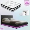 Double Premium Package | Henley LED Bed Black, Algarve Euro Top Mattress (Medium Firm) & Pillowtop Mattress Topper!