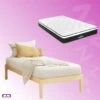 Single Package | Bruno Minimalist Solid Pinewood Bed Frame & Bonita Pillow Top Mattress (Medium Firm)