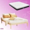 Queen Package | Bruno Minimalist Solid Pinewood Bed Frame & Bonita Pillow Top Mattress (Medium Firm)
