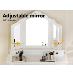 Dressing Table With Mirror - White -Home Luxe Store DRESS C 3MIR 4D WH 14597 04