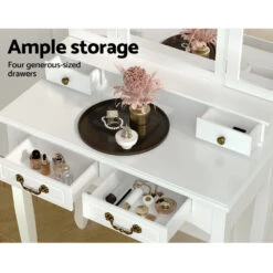 Dressing Table With Mirror - White -Home Luxe Store DRESS C 3MIR 4D WH 14597 05