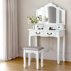 Dressing Table With Mirror - White