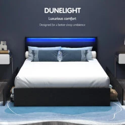Double Package | Dunelight LED Bed Black & Devon Euro Top Mattress (Medium) -Home Luxe Store DUNELIGHT