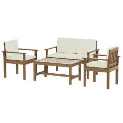 4 Seater Acacia Wood Lounge Setting -Home Luxe Store FF B SOFA BR AB 64374 00