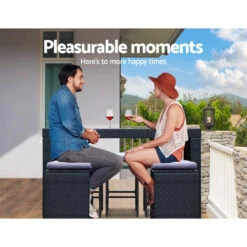 7-Piece Outdoor Bar Set Dining Table Stools Wicker Patio Setting -Home Luxe Store FF BARSET BK 7ABC 10499 04