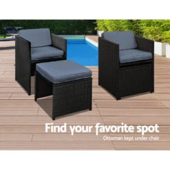 Outdoor Dining Set 11 Piece Wicker Table Chairs Setting Black -Home Luxe Store FF DINING 11SET BK 5309 05