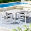 5-piece Aluminium Outdoor Dining Set With Extension Table - White