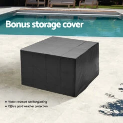 Outdoor Dining Set 9 Piece Wicker Table Chairs Setting Grey -Home Luxe Store FF DINING 9SET GE 53749 05