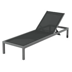 Aluminium Sun Lounger With Wheels Grey