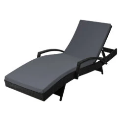 Bianca Outdoor Sun Lounger Chair With Cushion - Black