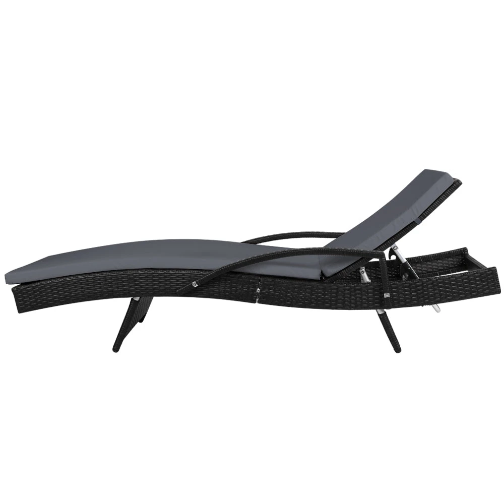Bianca Outdoor Sun Lounger Chair With Cushion - Black 4 Bianca Outdoor Sun Lounger Chair With Cushion - Black - Image 4