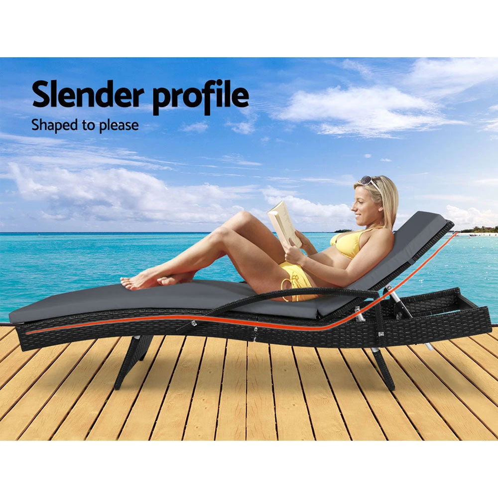 Bianca Outdoor Sun Lounger Chair With Cushion - Black 5 Bianca Outdoor Sun Lounger Chair With Cushion - Black - Image 5