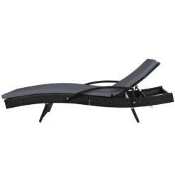 Set Of 2 Bianca Outdoor Sun Lounger Chairs With Cushion - Black -Home Luxe Store FF LOUNGE ARM BKX2 03