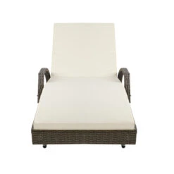 Bianca Outdoor Sun Lounger Chair With Cushion - Grey -Home Luxe Store FF LOUNGE ARM GE 02