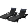 Set Of 2 Bianca Outdoor Sun Lounger Chairs With Pillow Headrests - Black