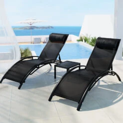 3 Piece Sun Lounger Set Black -Home Luxe Store FF LOUNGE SL 3PCS BK 91842 04