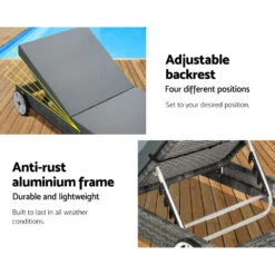 Cassidy Wicker Sun Lounge With Cushion Grey -Home Luxe Store FF LOUNGE WD GE 53259 03