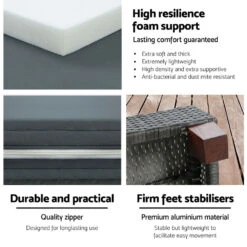 Cassidy Wicker Sun Lounge With Cushion Grey -Home Luxe Store FF LOUNGE WD GE 53259 05