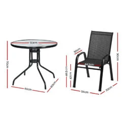 5-Piece Outdoor Dining Set WithTable & Stackable Chairs - Black -Home Luxe Store FF STA DINING BK 215075 01