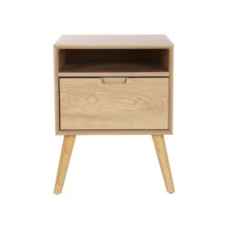 Bedside Table With Drawer And Open Shelf - Pine -Home Luxe Store FUR T BS01 1D1S WD 97969 02