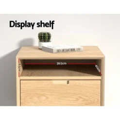 Bedside Table With Drawer And Open Shelf - Pine -Home Luxe Store FUR T BS01 1D1S WD 97969 03