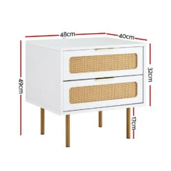 Byron Rattan Bedside Table – White & Pine -Home Luxe Store FUR U BS 03 RAT WH 202505271008 01